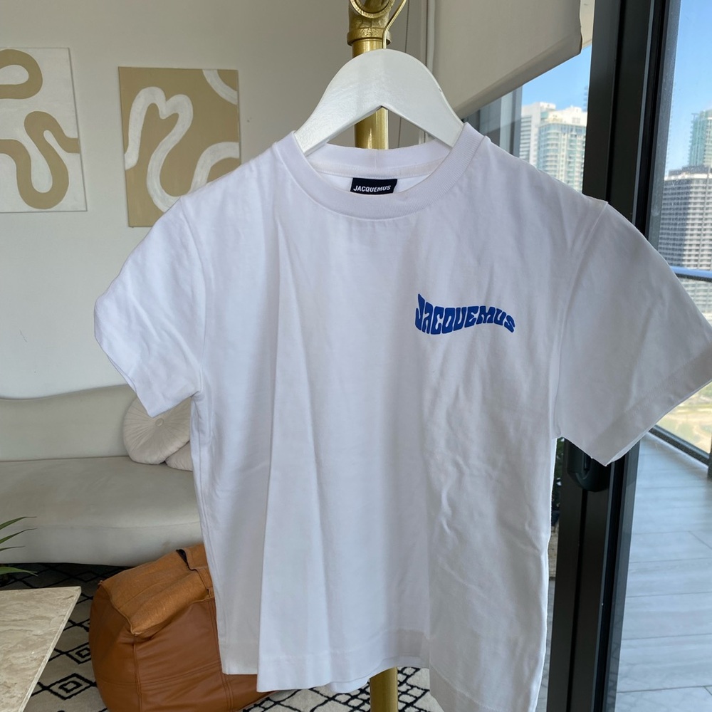 Authentic Jacquemus white t shirt with blue - SIZE XS